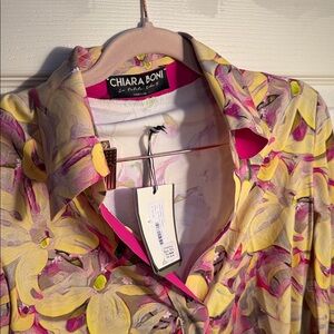 Chiara Boni Yellow and Pink Floral Top